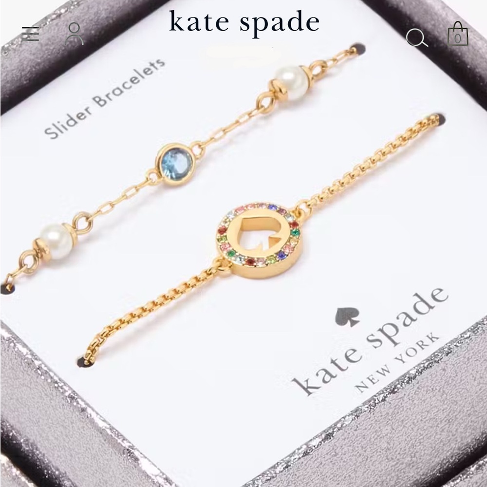 New Kate Spade Spot the Spade TWO slider bracelets boxed set